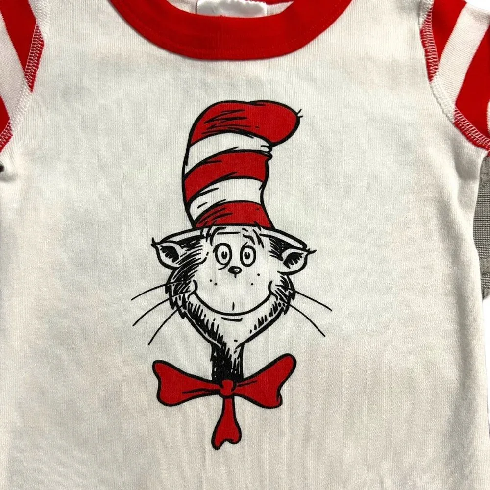 Hanna Andersson Sz 90 (3) Dr. Seuss Cat In The Hat Long John Pajamas